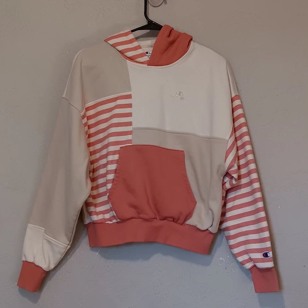 Champion Classic Fleece Hoodied Women‎ Peach/Cream SzXS Cotton